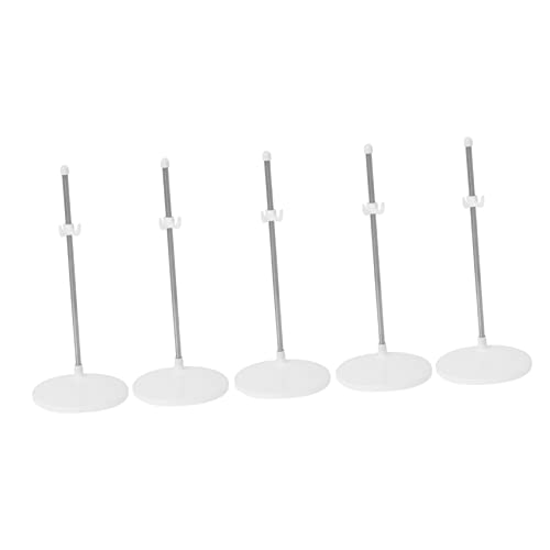 HONMEET 5pcs Doll Stand Miniature Holder Adjustable Doll Racks Doll Supports Doll Display Rack Stands Made Our Dolls Doll Holding Racks Doll Display Stand Brackets White Plastic