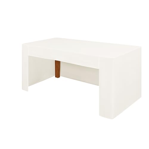 Hiasan Fitted Ivory 8ft Rectangle Table Cover Open Back Tablecloth Waterproof Stain Resistant Tablecover Table Toppers for Hotel Receptions, Vendor, Book Fair,Convention (Ivory,1 Pack)