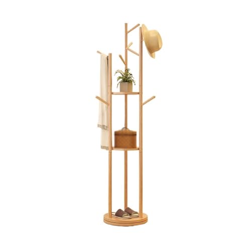 Perchero de pie de madera maciza, colgador giratorio para ropa y sombrero, para dormitorio y sala de estar, elegante organizador de ropa, diseño de madera duradera, solución para ahorrar espacio