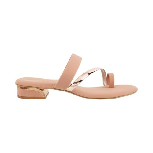 Image of Mochi Womens Solid One Toe Casual Flat Sandals Slide