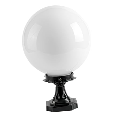 HOLIDYOYO Luminaria Esférica para Postes de Luz Exteriores 20 CM Base Cuadrada de Aluminio Farola de Acrílico para Jardín Parque y Entrada Iluminación Eléctrica para Exteriores