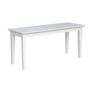 Shaker Style Solid Parawood Kitchen/Dining Bench, 39″W x 14″D x 18″H, Sturdy Seating for Entryway, Living Room, Family Room, or Breakfast Nook, Easy Assembly, Unfinished, Ready to Stain or Paint