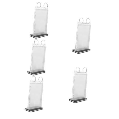FUNOMOCYA 5pcs Menu Display Stand Store Label Holder Poster Holder Desktop Sign Stand Menu Sign Holder Desktop Menu Stand Menu Holder Stand Table Display Holder Poster Stand Transparent Iron