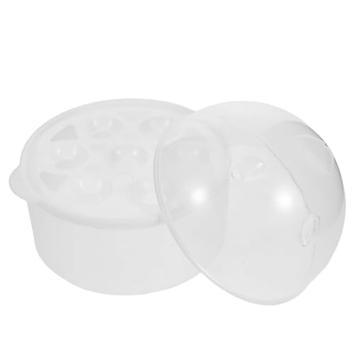 OSALADI Vaporera para Huevos con Tapa Redonda y Soporte Plástico Resistente al Calor, Rejilla Ranurada de 15 Cm para Cocción al Vapor Uniforme en Cocina Doméstica