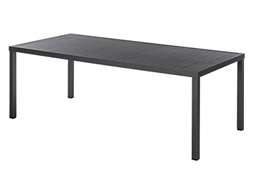 Hespéride - Table de Jardin Rectangulaire Piazza Gris Graphite - 8 Places - Aluminium Traité Epoxy Antirouille