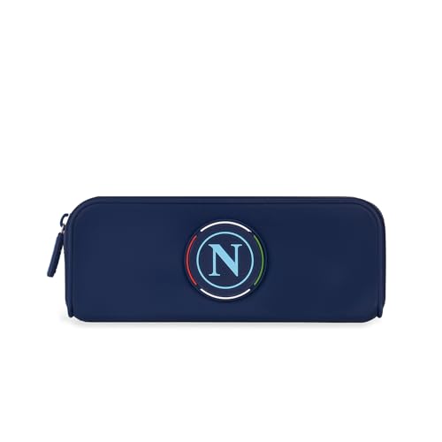 Colourbook Astuccio SSC Napoli Blu In Silicone Lavabile, Portapenne Scuola Con Logo 3D, Zip Robusta, Gadget Ufficiale Calcio Per Bambino Bambina E Tifosi, 19,5 X 7 X 5,5 Cm