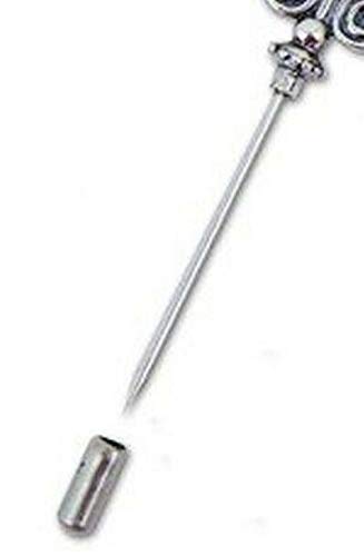 4 Silver Baroque Pewter Scrap Stick 3 1/2'' Embellishment Pins *