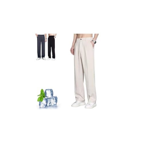Easemotions Super Stretch Ice Silk Comfort Everyday Pants, Dualego Mens Pant Casual Quick-Drying, Silky Roomy Leg Men