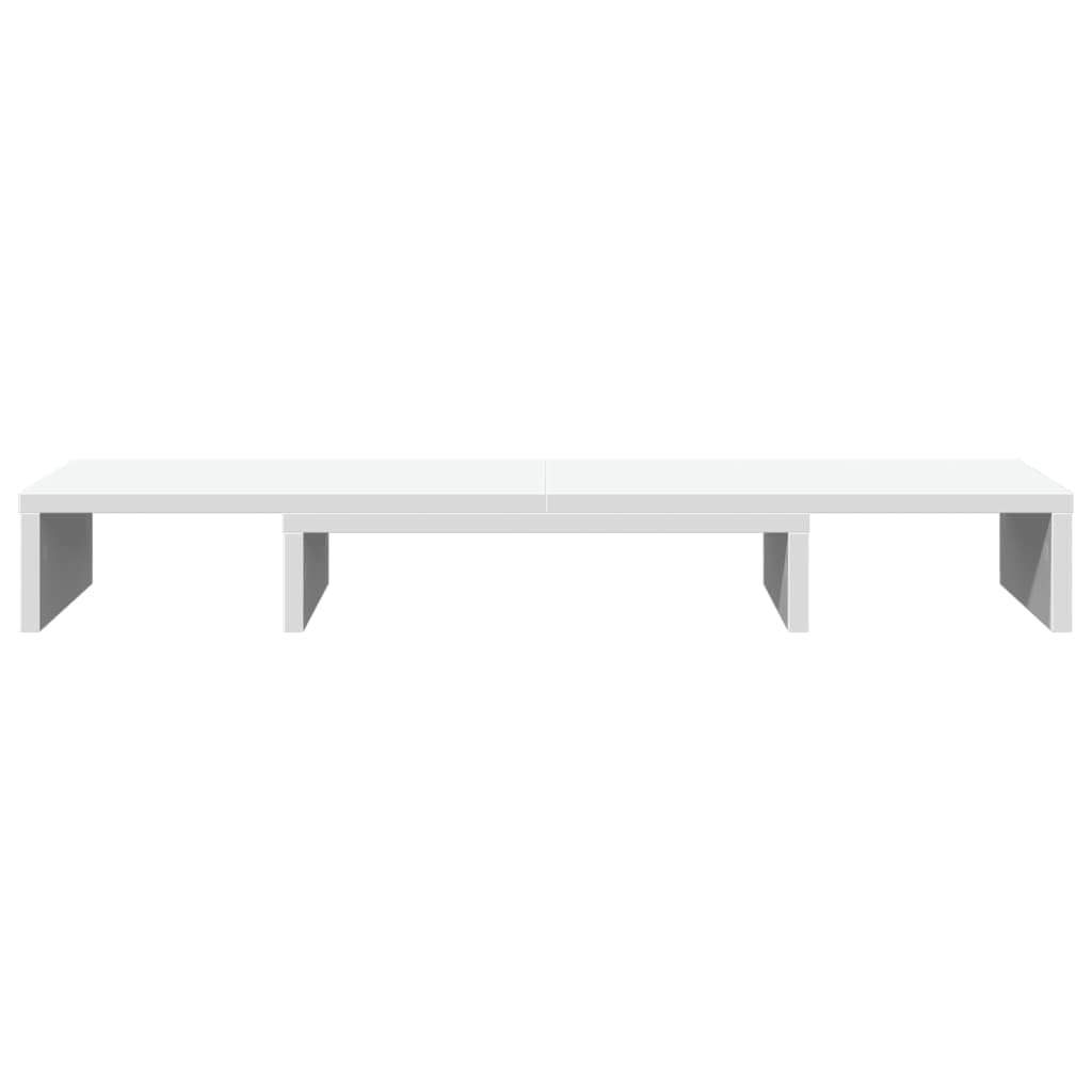 Supporto per monitor regolabile bianco, 80 x 24 x 10,5 cm, in legno per postazione di lavoro ergonomica, regolabile in altezza, con spazio portaoggetti, adatto per due monitor, ideale per