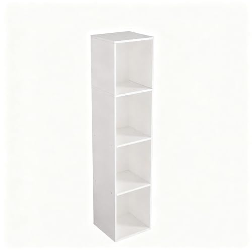 4 Cube Storage Organizer, Cube Shelf, Freestanding 4 Tier Open Shelf Bookcase for Home Office, Bedroom, Living Room, Study, White