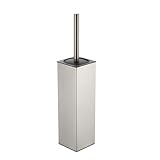 BGL Toilet Brush and Holder Set Brushed Nickel Aluminium Freestanding Toilet Bowl Cleaner Brush and Holder for Bathroom Storage and Organization, Square Design Sturdy and Space Saving
