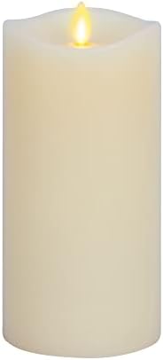 Matchless Candle Co. by Luminara Moving Flame LED Flameless Candle Melted Top Smooth Finish Real Wax Vanilla Honey Scented, Timer, Remote Ready - Ivory (3.5" x 7.5")