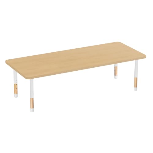 Image of Factory Direct Partners 30 inch x 72 inch Rectangle Kids Classroom Table with Adjustable Chunky Wood Legs