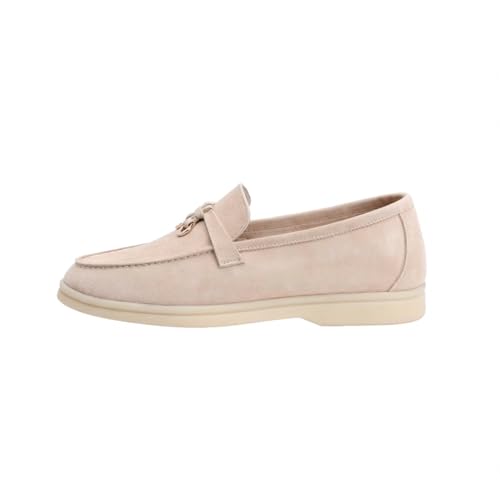 Image of Women's Summer Charms Suede Loafers - Premium Sheepskin Unlined Upper,Classic or Styles with Metal Detail for Casual, Office, Travel & All Day Wear