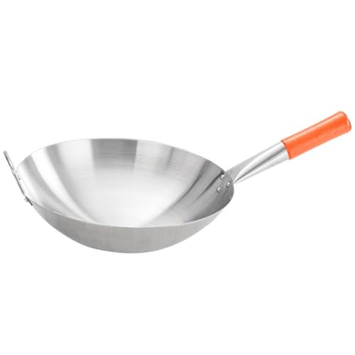 Wok de acero al carbono con mango, fondo plano 30 cm miniatura 1
