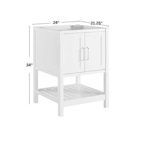Image of Alaterre Furniture Bennet Bathroom Vanity Without Sink - 24 inch Small Freestanding Wood Vanity Cabinet with Soft-Close Shaker Doors, Single Sink Base (White)