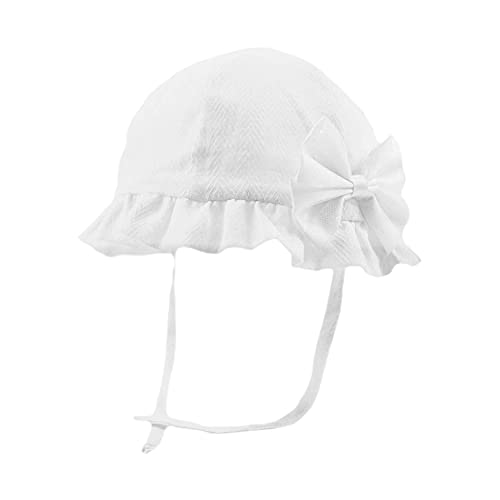 Sombrero de sol para bebé con lazo brillante para verano, algodón, para niños, príncipe, bordado, con volantes, gorro, gorro, gorro, corbata, correa para la barbilla, 0-24 meses Cover
