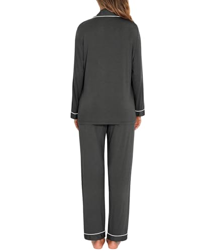 Image of Women's Pajama Sets Long Sleeve Sleepwear Button Up Shirt With Pajama Pants Soft Pjs Lounge Sets