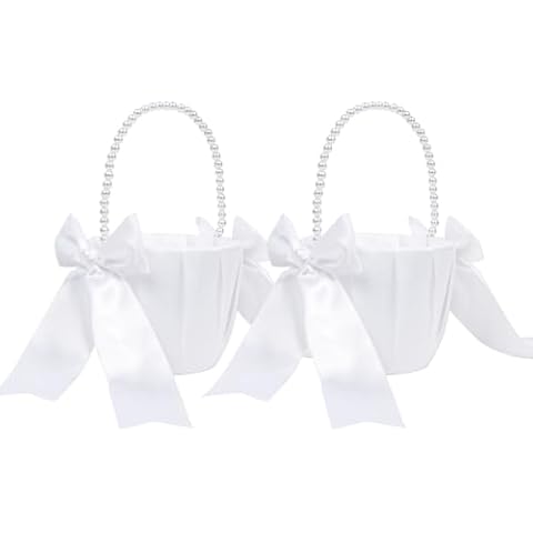 Elegant White Flower Girl Basket Set Cover
