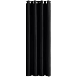 Cortinas Habitacion Matrimonio PONY DANCE Cortina Opaca Termica Aislante Frio y Calor 1 Pieza Cortina Negra con Ojales Cortinas Opacas Aislantes Luz Cortinas para Habitacion Matrimonio, 140x240 CM(AnchoxAlto), Negro