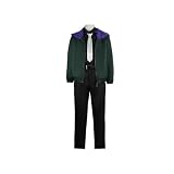 AwwwCos Cosplay Costume Green Purple Fur Collar Jacket Coat Tops Shirt Pants Tie Men