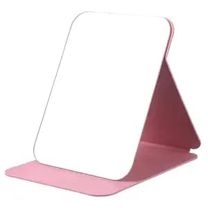SVShoperzone Foldable Makeup Mirror with Stand Portable Travel Vanity Table Top Mirror for Women & Men | Rectangle 16x11cm PU Leather, Pink, Adjustable & Compact (Pink)-image-14