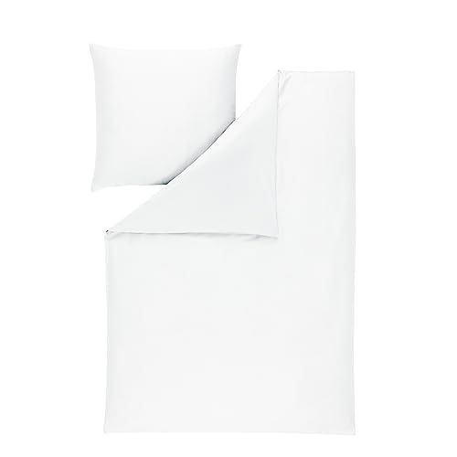 ESTELLA | Bettwäsche Valetta | Mako-Satin | 155x220 + 80x80 | Weiss | mit seidigem Glanz | trocknerfest und pflegeleicht | atmungsaktiv | 100% hochwertige Baumwolle