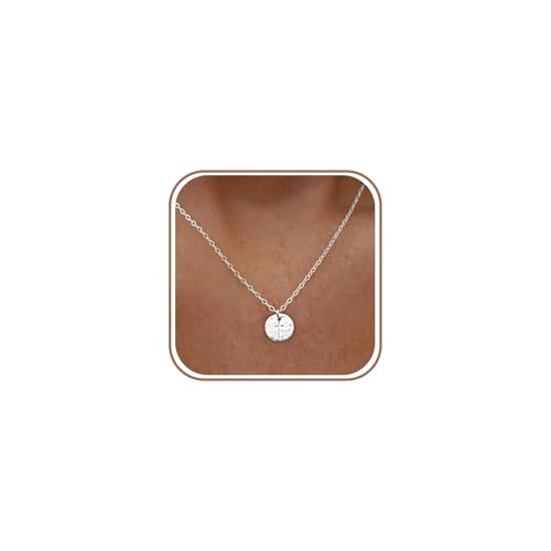 Bheop Cross Necklace for Women Trendy 925 Sterling Silver Dainty Small Handmade Coin Cross Pendant...