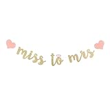 Miss to Mrs Banner for Wedding Decorations Bridal Shower Bachelorette Party Photo Props - Gold