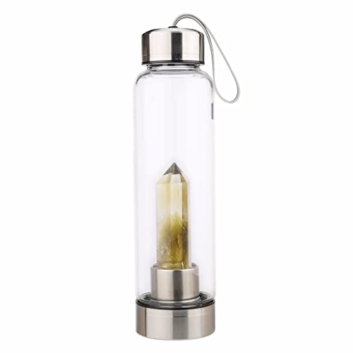 Bouteille d'eau en cristal de citrine naturelle de 550ml avec élixir obélisque - 2