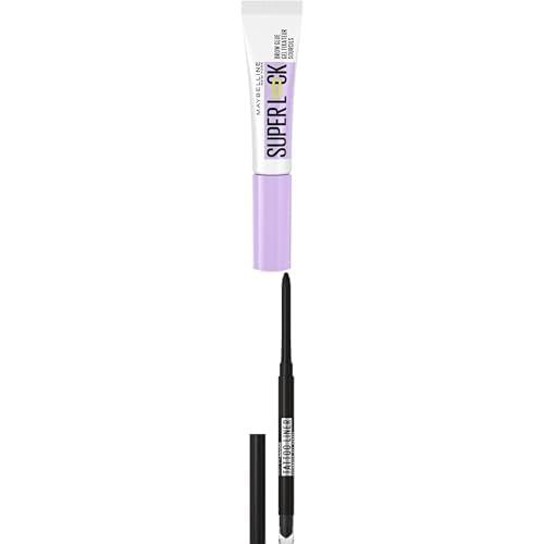 Pack Maybelline New York Gel Fijador de Cejas Superlock con Hast 24H de Duración + Tattoo Liner Lápiz de Ojos Waterproof, Tono 010 Black