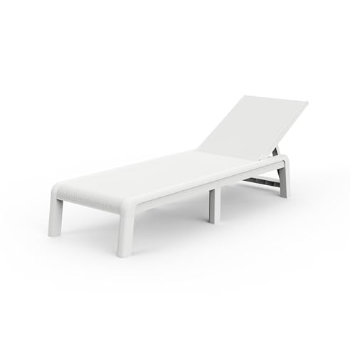 Keter Palma-Tumbona de Jardín Plegable, para Exterior terrazas, Patios, Jardines, 4 Posiciones, Color Blanco