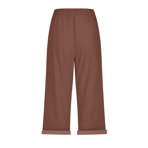eoeioa Pull On Capris for Women Casual Elastic Waist Capri Pants Summer Vacation Beach Pants with Pockets3