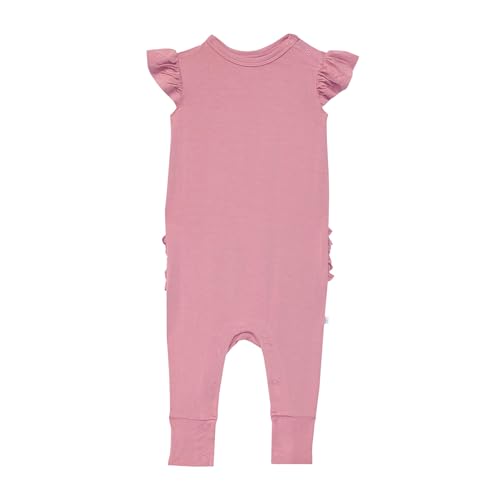 Posh Peanut Baby Girl Pajamas – Ruffled Cap Sleeve Romper PJs – Soft Viscose from Bamboo One-Piece for Babies & Toddlers (18-24 Months) Dusty Rose