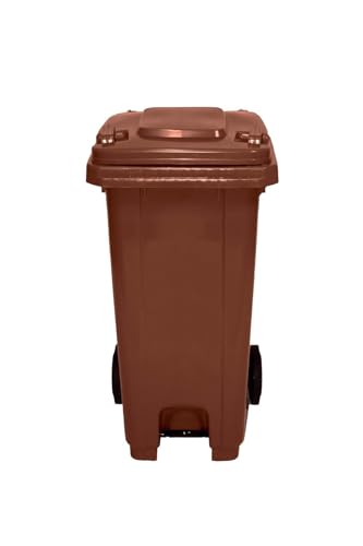 Miniatura 2 de Jardin202 - Cubo De Basura 120 Litros Con Pedal Y Ruedas Contenedor De Basura Robusto Con Pedal 120 L Marrón
