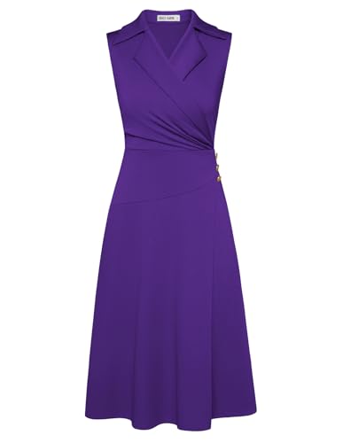 Image of GRACE KARIN 2026 Work Midi Dresses for Women,Wrap Business Casual Funeral Outfit for Women,Wedding Guest Dresses