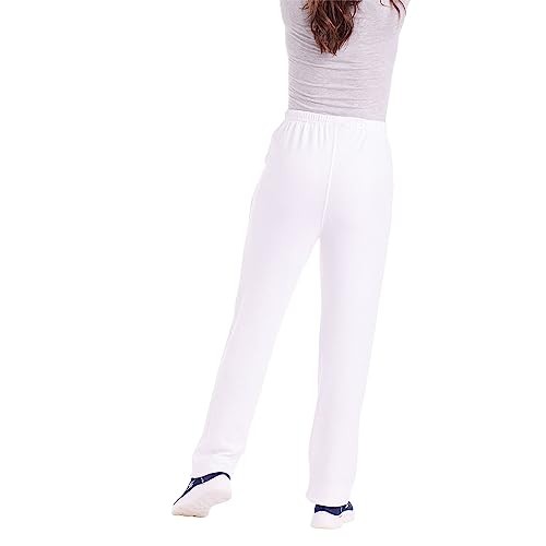 Catalog Classics Womens Casual Knit Pull on Pants for Women, Elastic Waist Pants - White, Large3