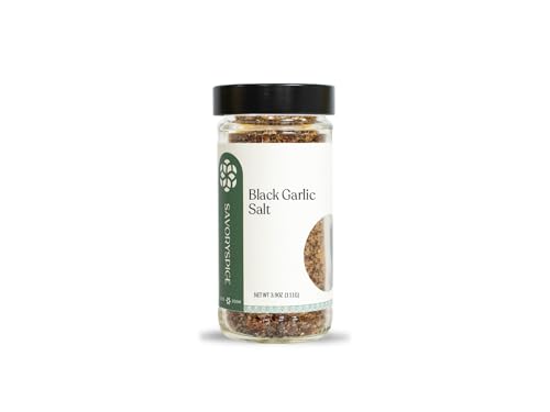 Savory Spice Black Garlic Salt (3.9 oz) - Black Garlic Seasoning with Gochugaru Chili Flakes - Ultimate Umami Garlic Flavor for Cooking - Vegan, Gluten-Free, Sugar-Free