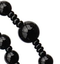 Sine Cera Black Onyx Twisting 5 Decade Catholic Rosary Bracelet with Lusterous Pewter Crucifix and Miraculous Medal, Durable Stretch Design, 4mm Smooth Stone Beads3