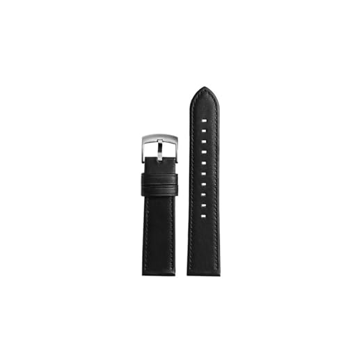 Bracelet de montre en cuir de vache véritable noir 20mm 22mm