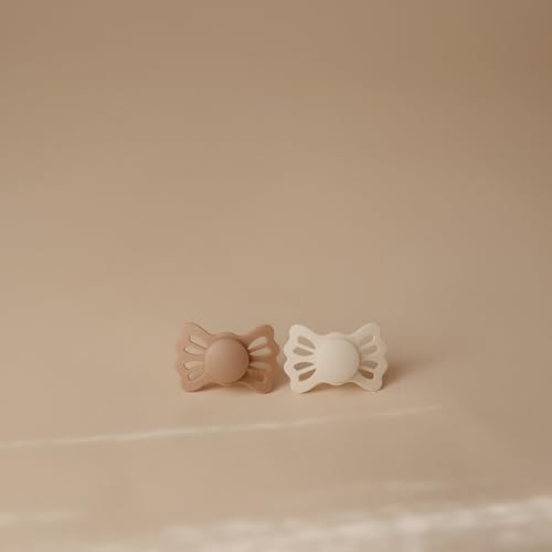 Image of FRIGG Lucky Symmetrical SilkySoft Silicone Baby Pacifier | Made in Denmark | BPA-Free (Silky Satin /Cream, 6-18 Months)