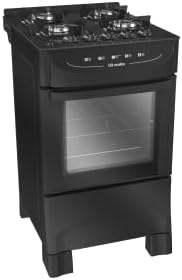 Fogão Mueller preto fosco 4 Bocas com mesa de vidro e acendimento...