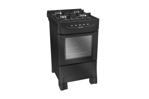 Fogão Mueller preto fosco 4 Bocas com mesa de vidro e acendimento...