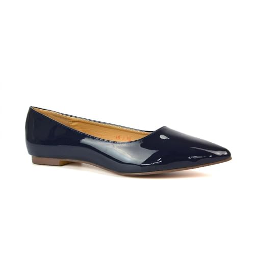Womens Ballet Flats Point Toe Pumps Ladies Slip On Navy Shoes Size 5