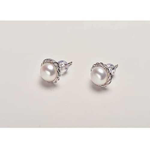 Boucles d'oreilles en perles d'eau douce blanches S925 pour femmes - 2