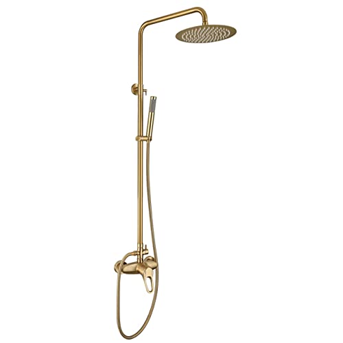 Système de douche effet de pluie or brossé facile à installer en rénovation de salle de bain