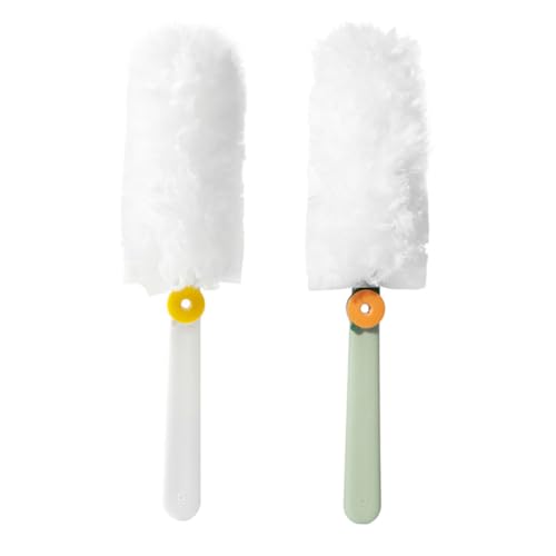 HIAKDOFT 2個 静電吸着式デスクトップ除塵ダスター 転式ほこり取りブラシ ホーム用強力清掃ツール パソコン掃除対応