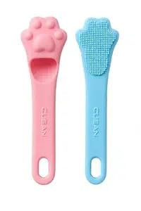 Silicone Manual Facial Cleansing Brush Face Scrubber Multicolour | Pack of 2, Removes Blackheads, Gentle Cleansing, Manual Use