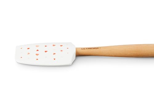 Le Creuset Mon Coeur Collection Silicone Craft Medium Spatula, White with Hearts