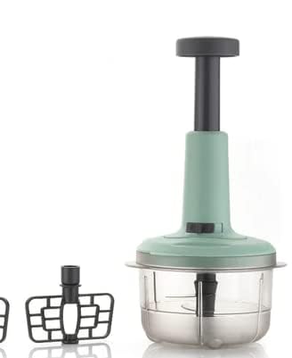 VIBRANT E STORE 2 in 1 Push Chopper, Vegetable and Fruit Cutter Chopper to Cut Onion, Salad, Tomato, Potato with Easy Push and Close Button, Blend-Buuter milk, Lassi Etc. 800ml |Sea Green (Pack of 1)